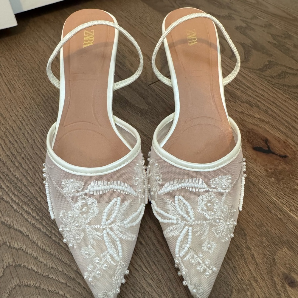Zara Embroidered Mesh Slingback
